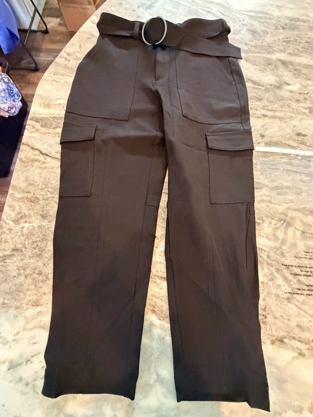 Banana Republic Black Belted Trousers Petite 4 High Rise Work Career Pants